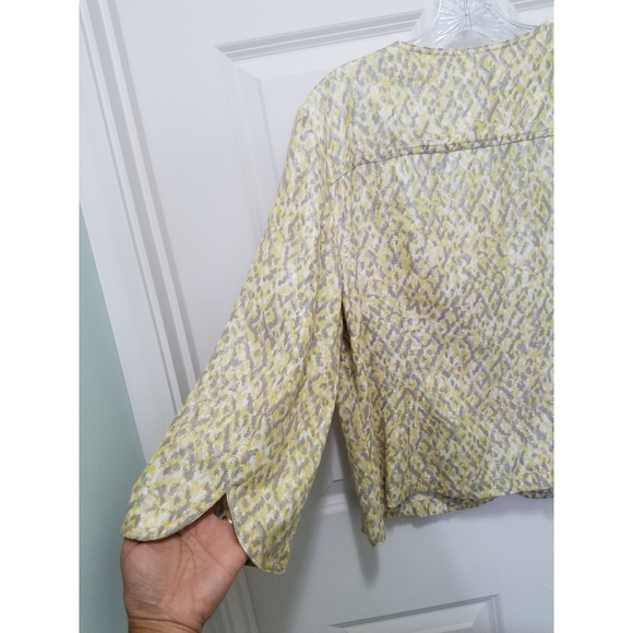 Ruby Rd Yellow/Gray Beaded Women's 3/4 Slit Sleeves Blouse Sz 16 NWOT - Picture 4 of 12